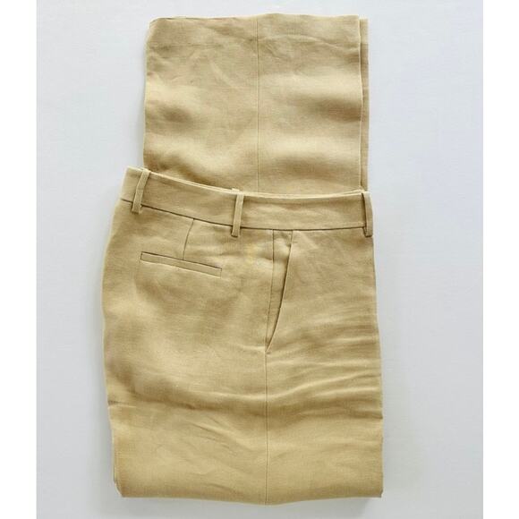 Lafayette 148 NY Sullivan Wide Leg Pant Tan Linen Size 10 Flat Front Dress Work - Picture 3 of 11